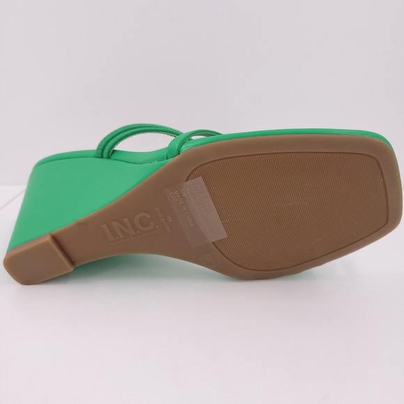 I.N.C INC Eiana Strappy Ankle Wedge Sandals Green Womens 10 M Flat Toe Ring NEW - Picture 9 of 16